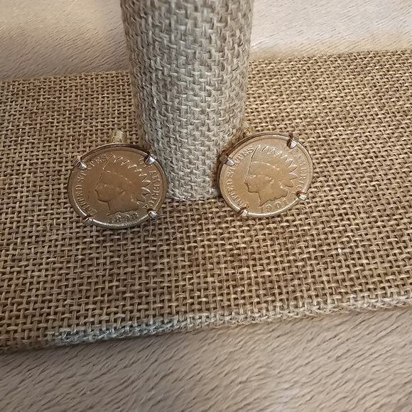 Vintage cuff links featuring Indian Penny - Picture 2 of 4